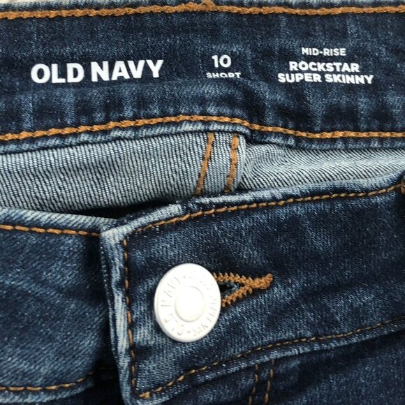 Old Navy Womens Rockstar Jeans 10S Blue Denim Mid-Rise Super Skinny Distressed - Picture 3 of 16